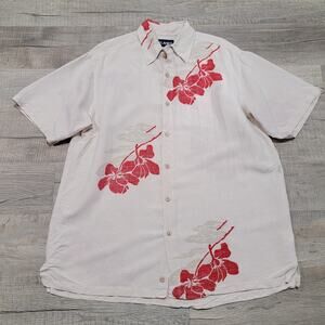 Planks Mens Linen Blend Hawaiian Shirt Size XL Short Sleeve Button Up Floral